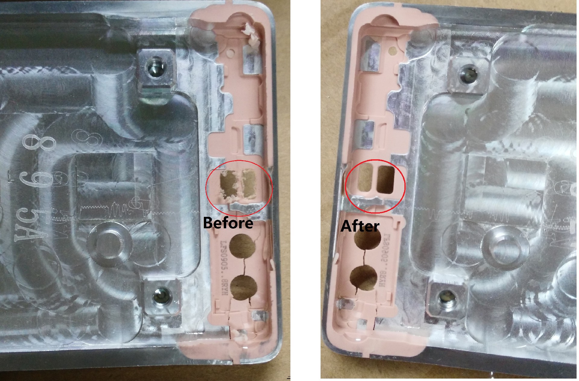 2-1手機塑膠毛刺清洗前(burrs of mobile phone shell before).jpg